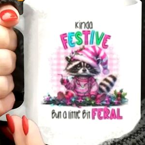 NEW Handmade Funny Holiday Mugs Several designs.  Crazy Raccoon